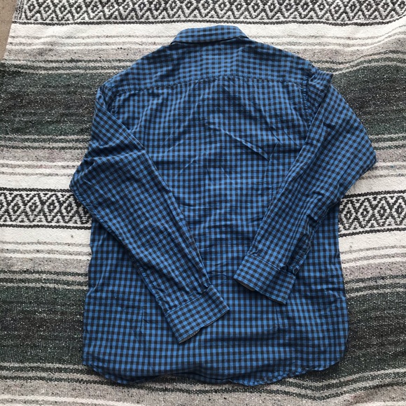 Kenneth Cole Blue Checker Button Down - Picture 6 of 7